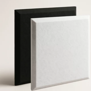Placa Lã de PET com acabamento chanfrado 625 x 625 x 25 - 1 Unidades 0,39m2 Preto e Branco