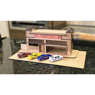 Diorama Expositor Miniaturas Hot Wheels Kit MDF Mercado Market Cafe Toretto Velozes e Furiosos 1/64