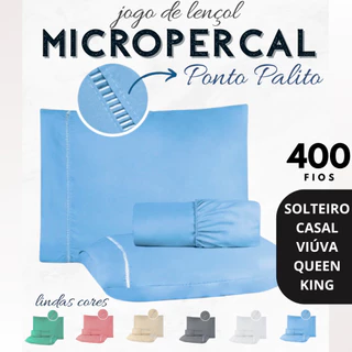 Jogo de Lençol MICROPERCAL 400 FIOS - Ponto Palito - Solteiro / Casal / Viúva /  Queen / King em Oferta na Shopee