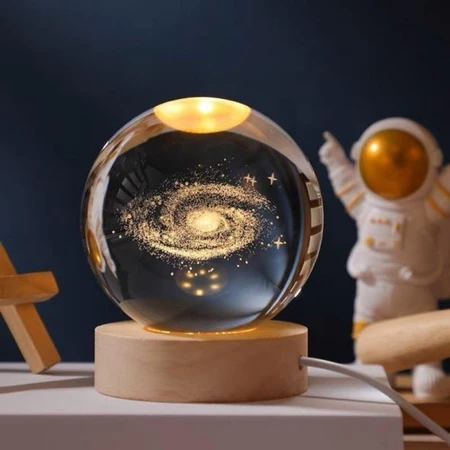 Luminária de Mesa LED Bola de Cristal 3D Space Brilhante