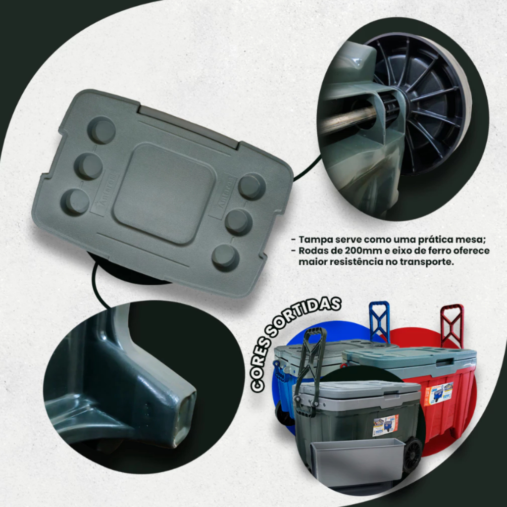 Caixa Térmica CROSS Grande 54L | Cooler com Rodas Reforçadas 74