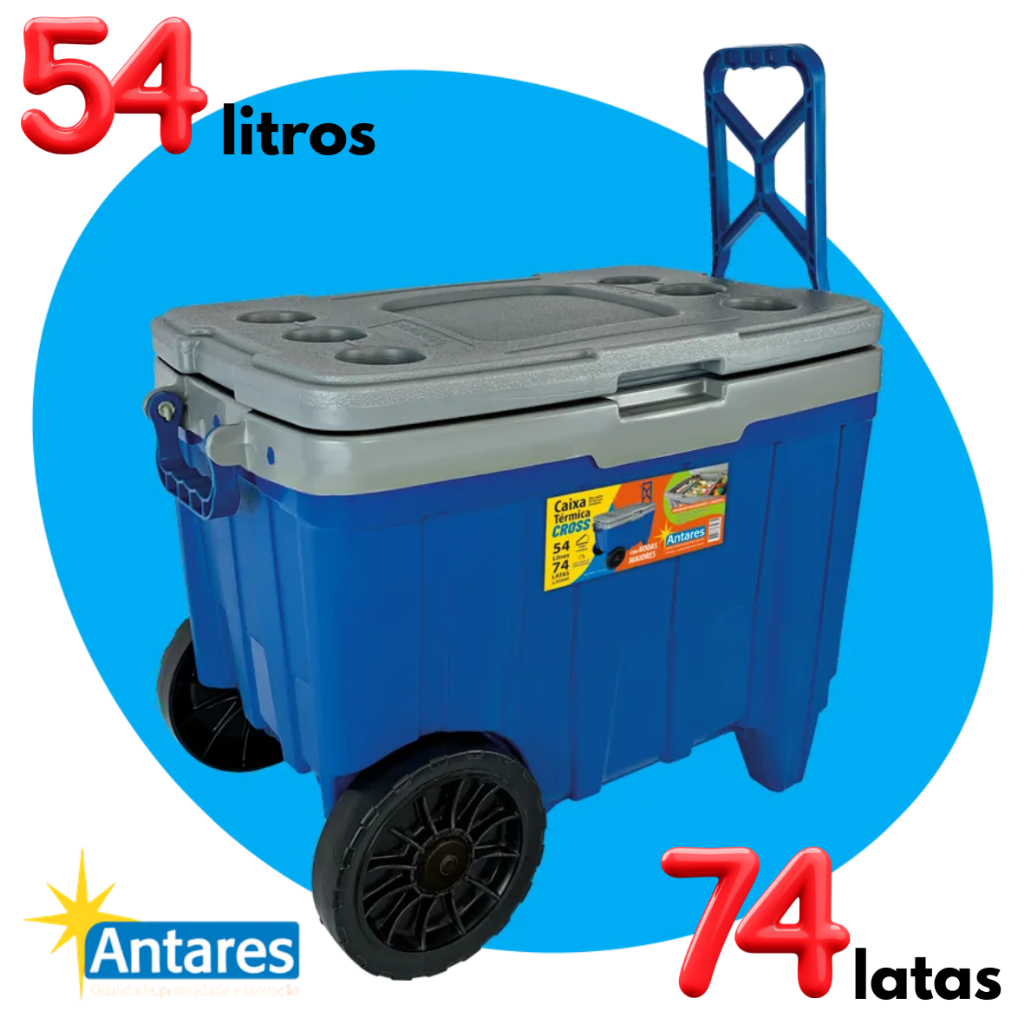 Caixa Térmica CROSS Grande 54L | Cooler com Rodas Reforçadas 74