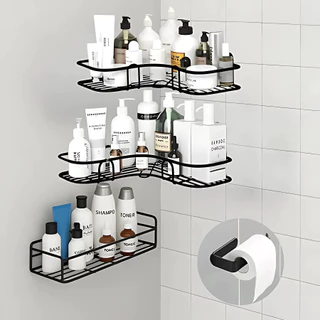 Kit 4 Suportes Suspensos de Banheiro Sem Furo Organizador Shampoo Condicionador Com Suporte de Papel
