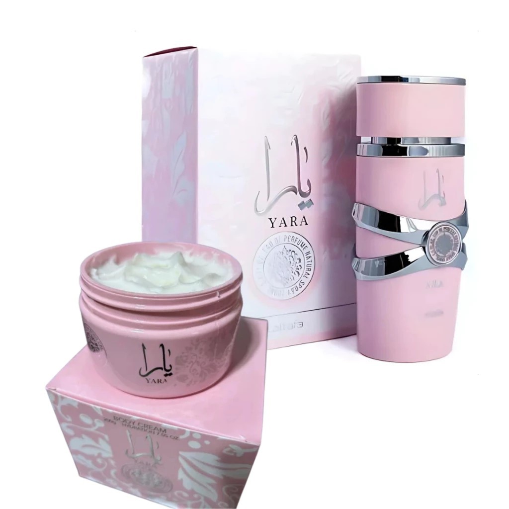 Kit Perfume Arabe Yara Rosa Lattafa Eau de Parfum 100ml e Creme ...