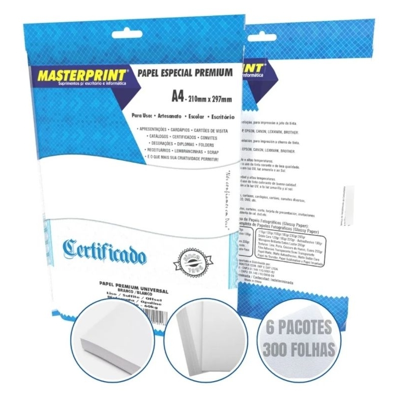 Papel Offset Opaline Liso Diplomata Branco 300 Folhas 180g Másterprint ...