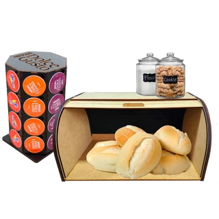 Porta Pão Pães Bolo Massa Armazenamentos Organizador Cesta Padeirinho Tampa Retratil Fita Decori Br