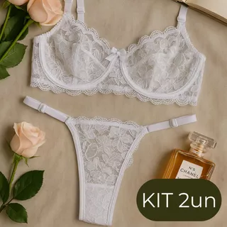 Kit 2 Conjunto Sensual Conforto Renda Premium Lingerie Feminino Ousado Sexy Sutiã Sem Bojo Calcinha