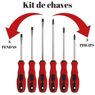 Kit Chave de Fenda e Philips 6 Peças Gadan – Pontas Imantadas, Cabo Emborrachado