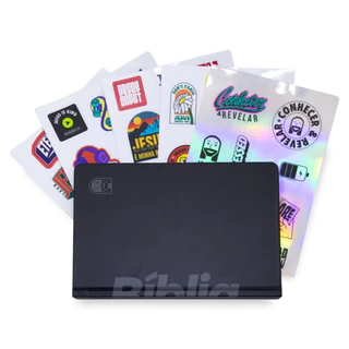 Bíblia Sticker 2.0 Preta – NVI – Capa Dura Fosca + 5 Cartelas de Adesivos