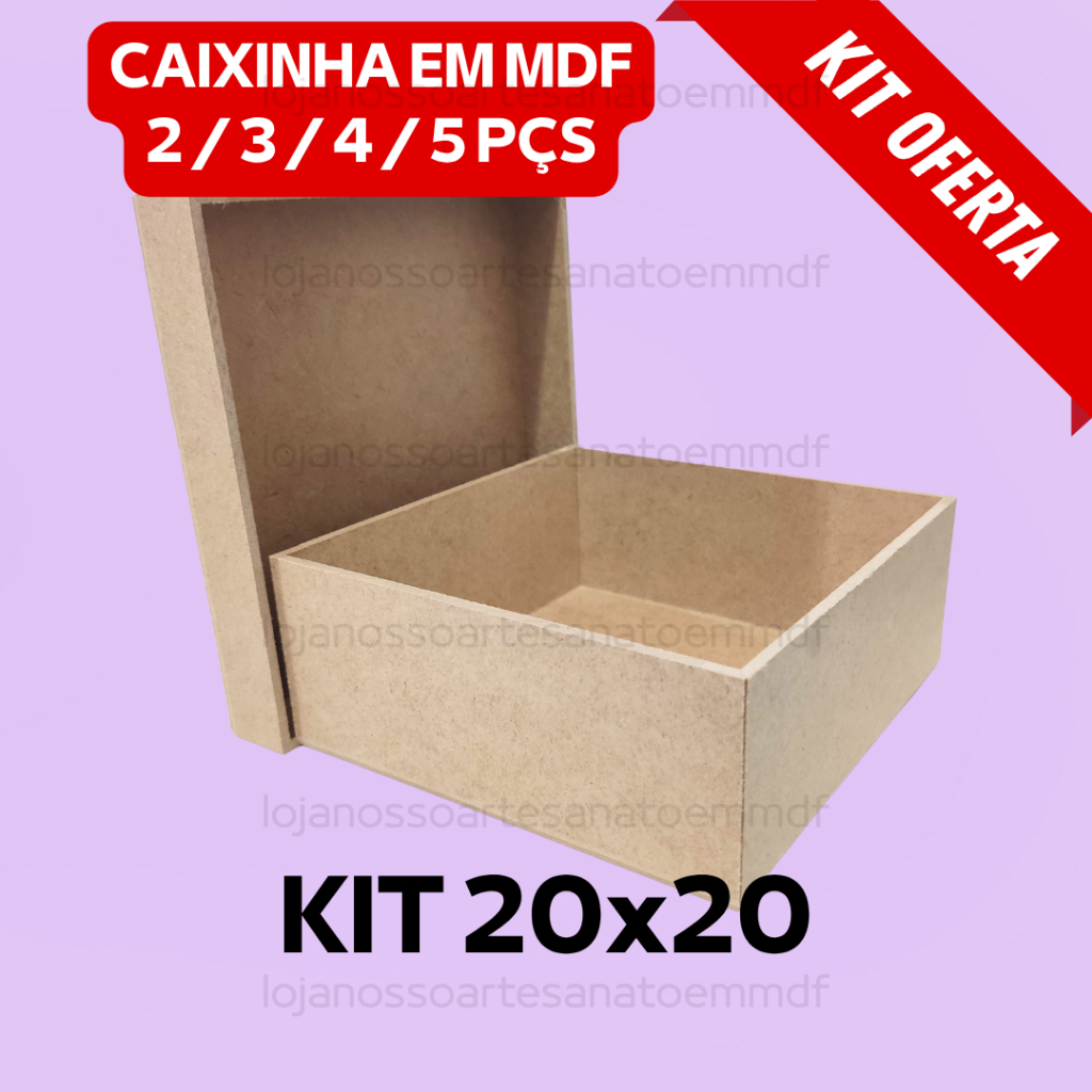 Kit Caixas MDF 20x20cm Atacado | Pacote 2 a 5 Unidades | Resistente ...