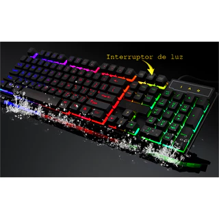 Teclado mecânico, RGB, interruptores à prova d'água, preto, versão de alto desempenho Presentear um mouse 2043/A+019