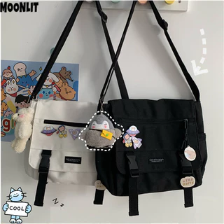【Dar Crachá】 Bolsa Tiracolo Estilo Harajuku Japonês Utilitário Retrô De Rua Bolsa Carteiro Estudantil De Lona