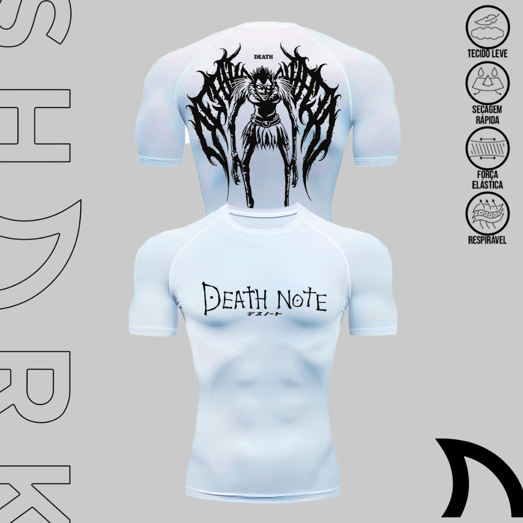 Camiseta De Compressão Masculina Academia Treino Gym Maromba Death Note ...