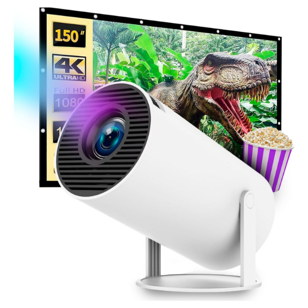 Mini Projetor Smart Android 11 HD, com suporte 4K, cinema, via Wi-Fi ou ...