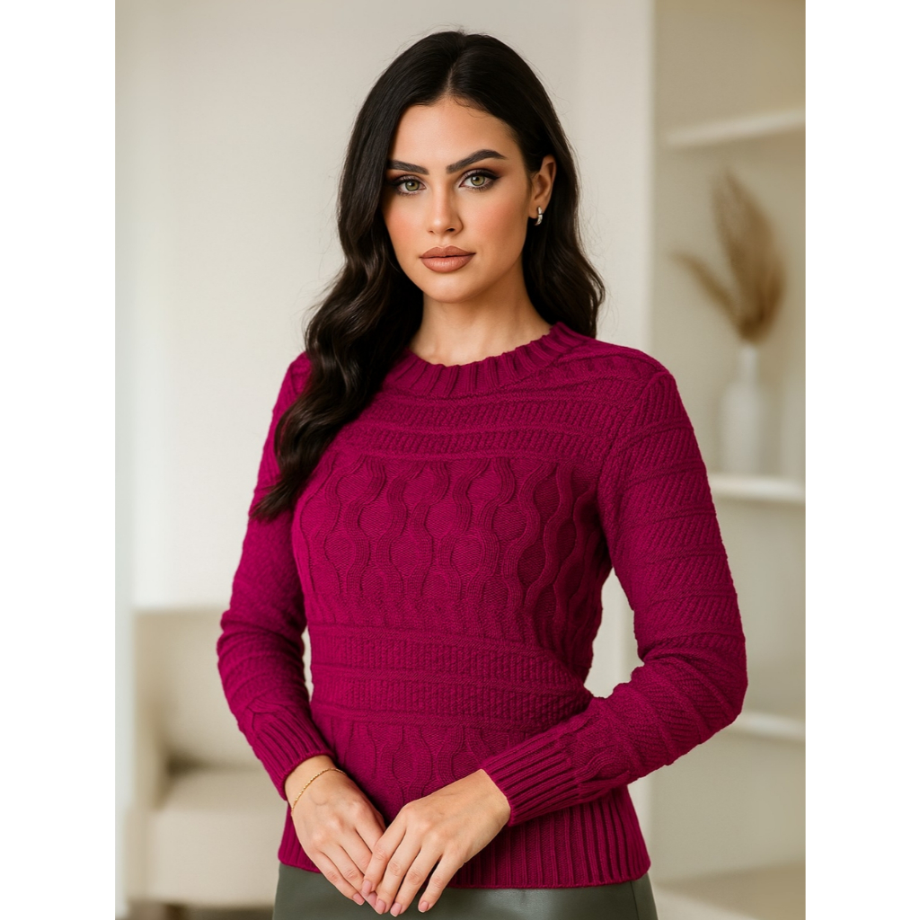 Blusa de Frio sweater feminino tricot lã moda inverno feminina estilosa ...