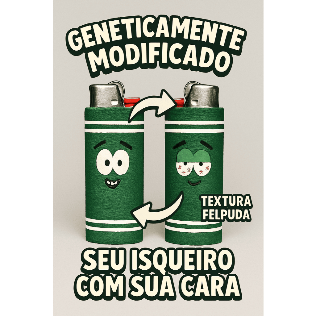 Capa para Isqueiro BIC "Geneticamente Modificado" – Frente e Verso com Estilo e Personalidade Divertida