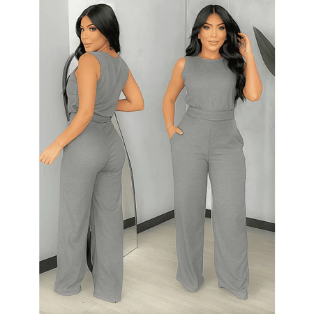 Conjunto Feminino Social Duna Mulher Elegante Blusa Regata e Calça Pantalona Moda Mulher Verão Promoção
