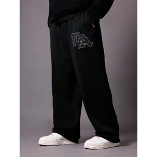 Calça Reta Moletom Baggy Masculino LA Streetwear 100% Algodão Feminino Unissex Estilo Urbano Los Angeles