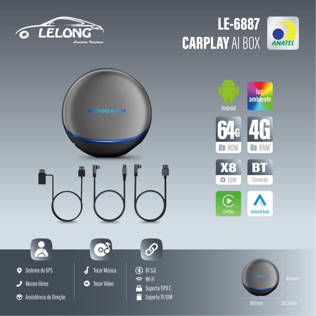 Adaptador Carplay Ai Box Navegação Integrada Android 12 128g