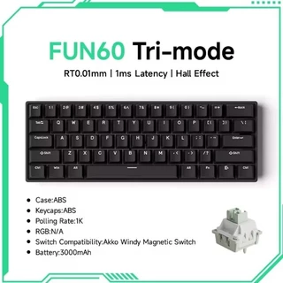 Teclado Gamer FUN60 Tri-mode (Sem Fio)