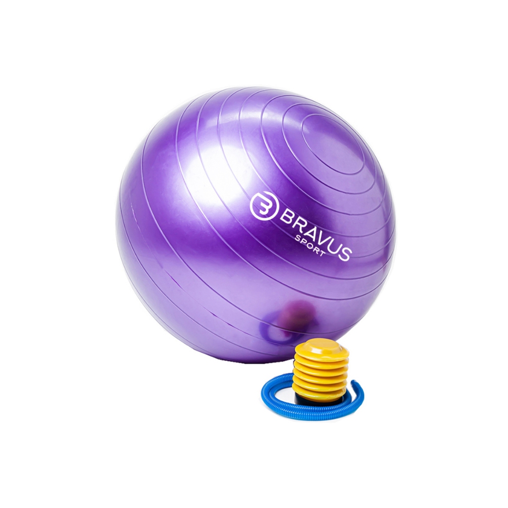Bola Suiça Fisioterapia e Pilates Roxa 65cm Anti Explosão Bravus