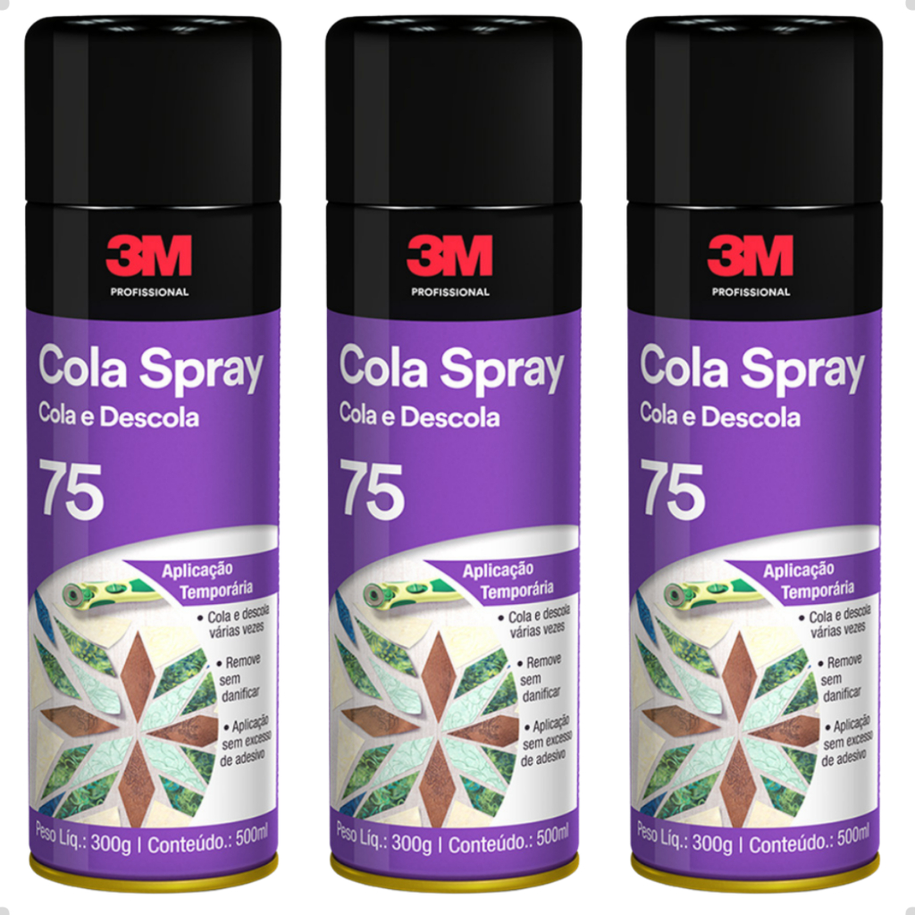 Kit 3 Cola Spray Reposicionável 3M 75 500ml Fixação Rápida | Shopee Brasil