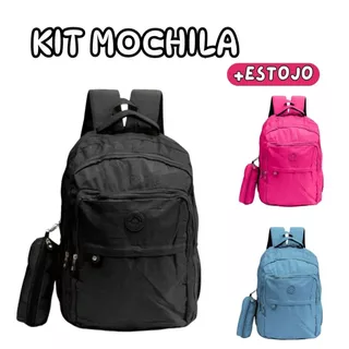 Kit Mochila + Estojo Resistente Feminina Masculina Moderna Juvenil em Oferta na Shopee
