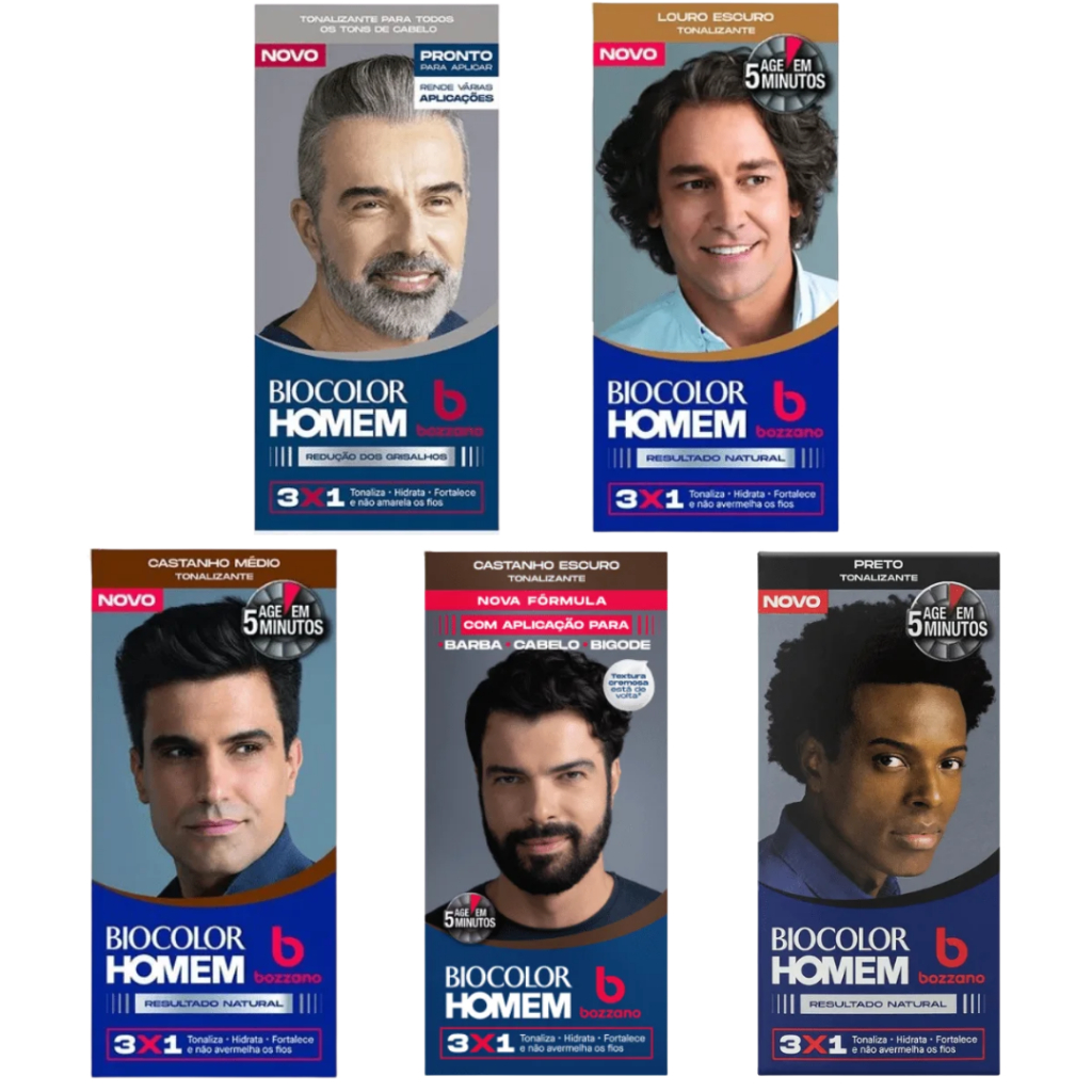 Tinta de Cabelo, Barba e Bigode Tonalizante Biocolor Bozzano 3 em 1 ...