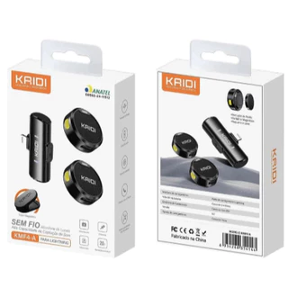 Microfone de Lapela Duplo Profissional Tipo C Iphone sem Fio Magnetico Kaidi KMF4-C/A