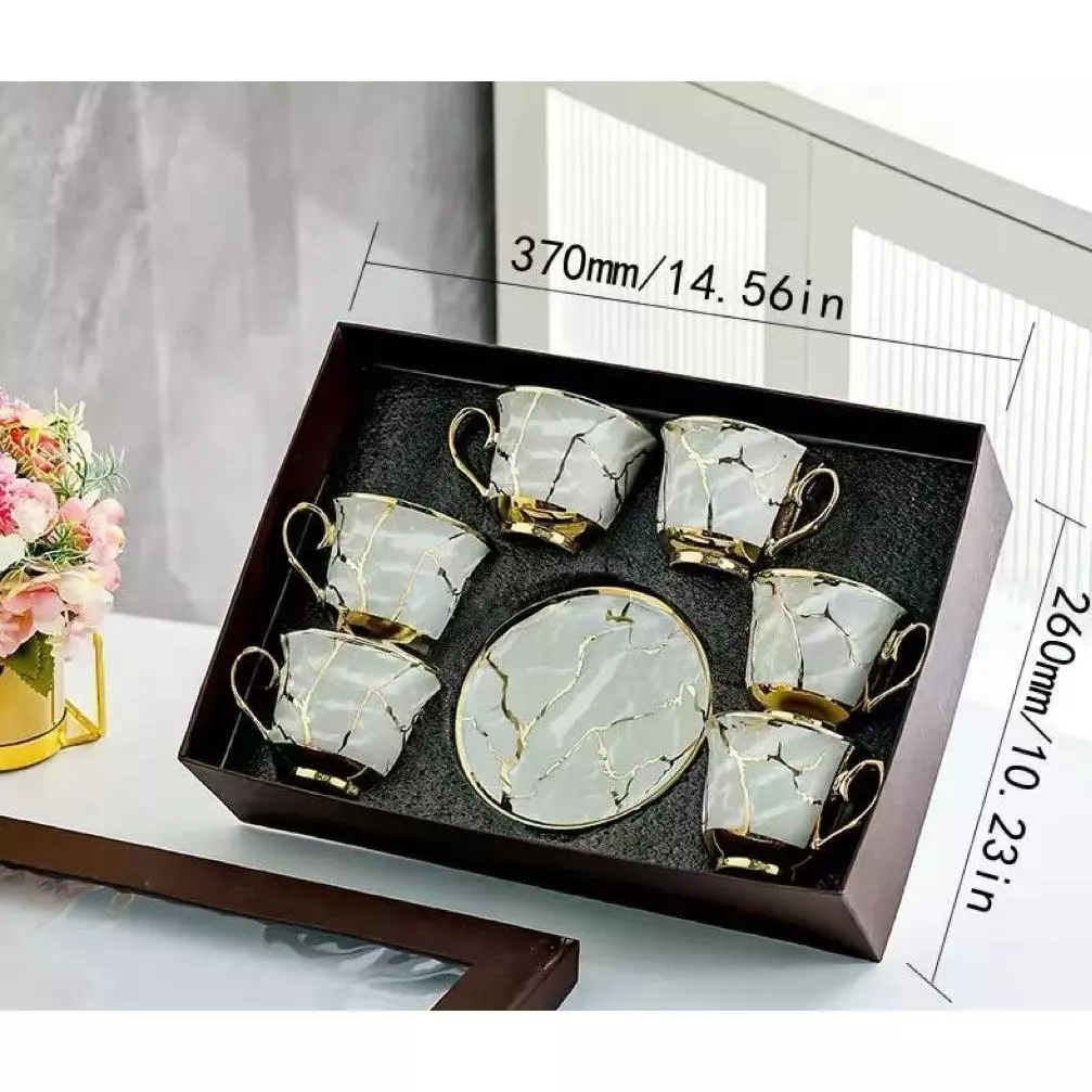 Xícara de café/chá - kit com 6 conjuntos (12 peças) de Cerâmica em porcelana — foto 2 de 2