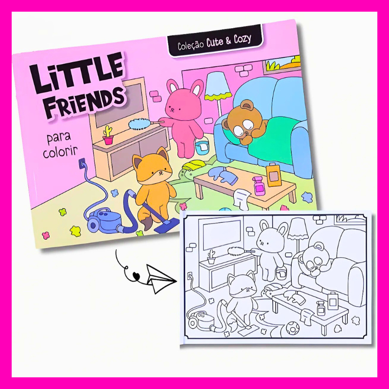 Livro de Colorir Coleção Cute & Cozy Little Friends - Pintura Relaxante ...