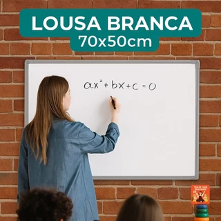Lousa Quadro Branco Moldura 70x50 Cm Com Suporte para Apagador e Canetas Aluminizado