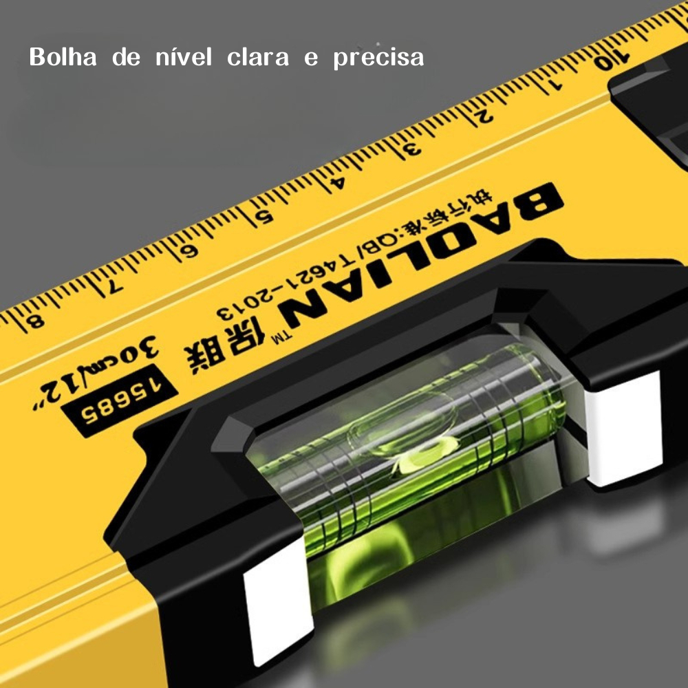 Nível De Alumínio Magnético 3 Bolhas Alta Precisão 40CM Régua Nivelamento Horizontal E 45 Graus Profissional