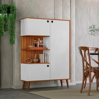 Armário para cozinha com 3 portas e prateleira de sala organizador branco com pés palito pintura 3D