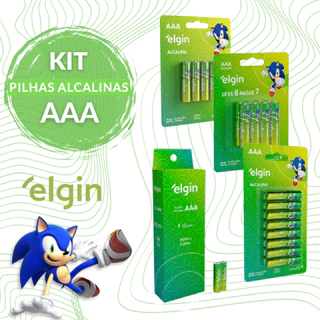 Kit Pilhas Alcalinas AAA Palito Elgin 1,5V Brinquedos Relógios