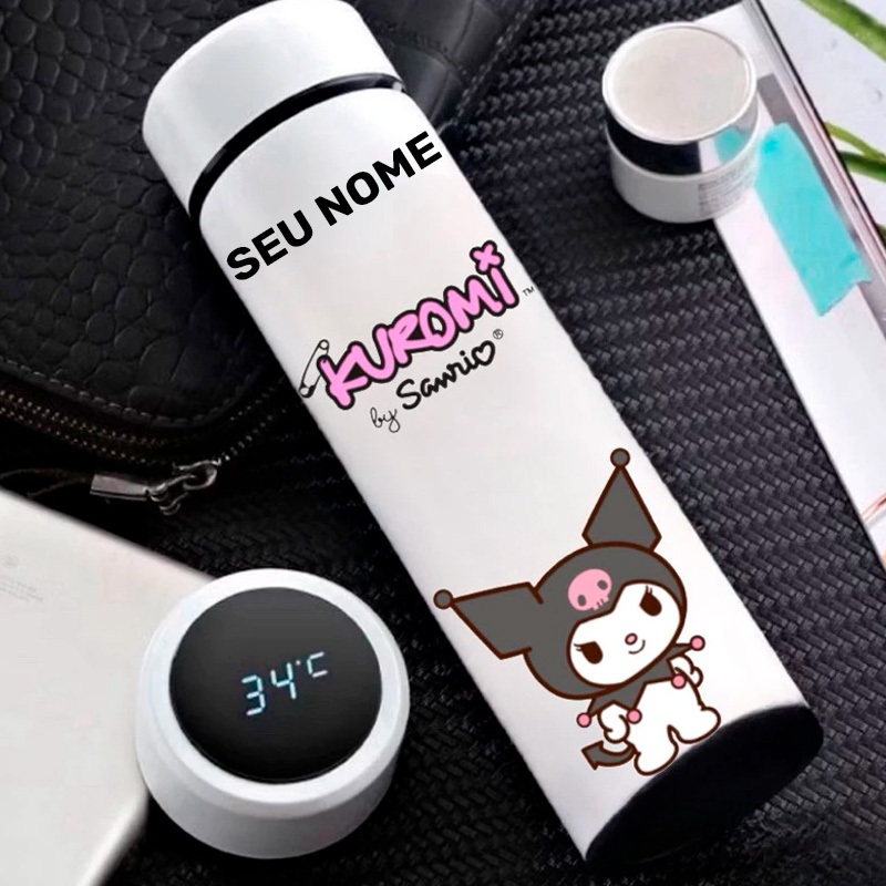 Garrafa Térmica Kuromi 500ml com Termômetro Digital | Shopee Brasil