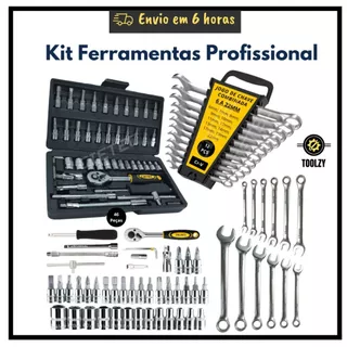 Jogo De Chave Soquete Catraca Chave Combinada Fenda Philips Soquetes Kit Ferramentas Completo Aço Crv