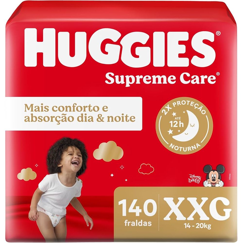 Fralda Descartável Huggies Supreme Care Tamanho XXG 140 unidades