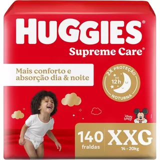 Fralda Descartável Huggies Supreme Care Tamanho XXG 140 unidades