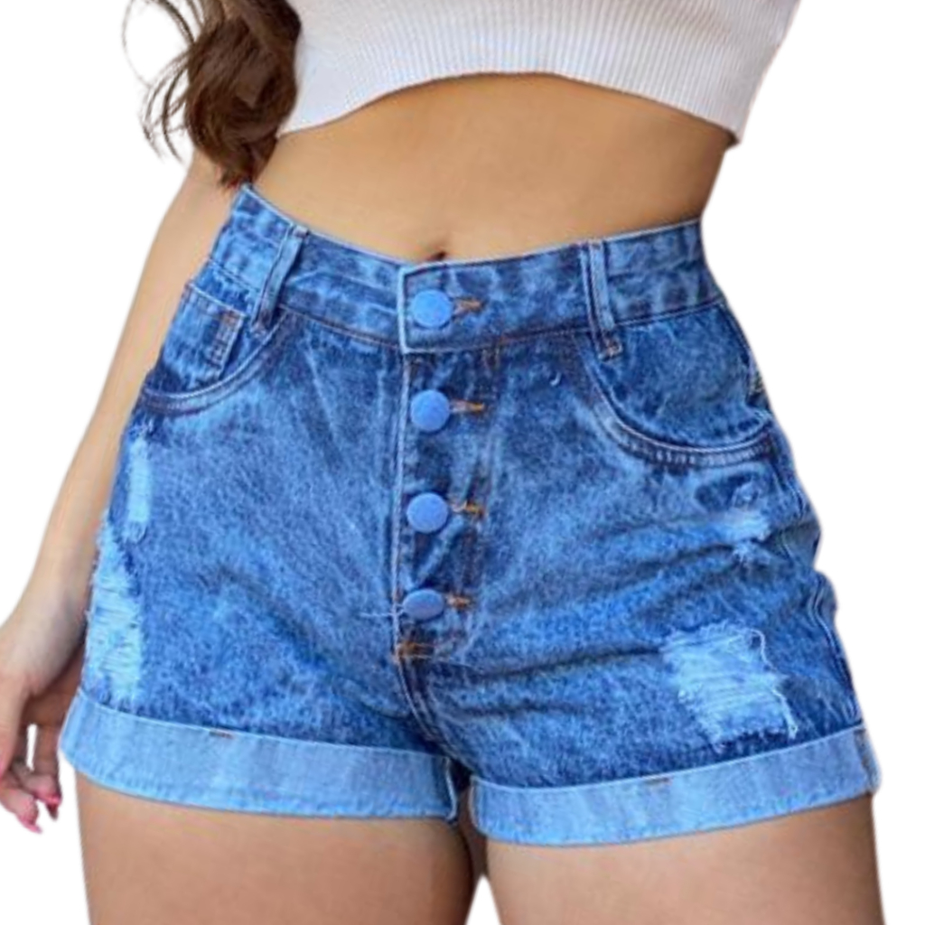 Bermuda Jeans Feminino destroyed Jeans Premium Da moda Short curto