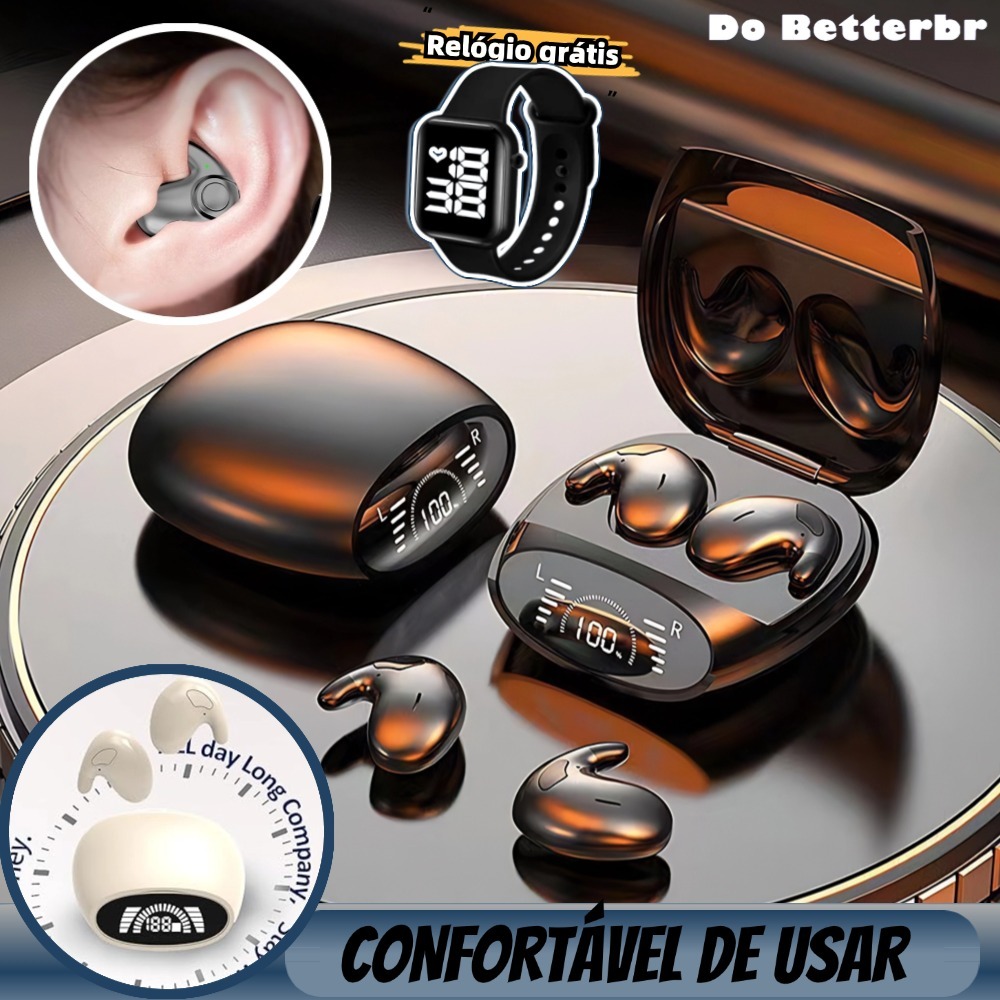 Mini Fone De Ouvido Sem Fio Para Dormir Bluetooth 5.3 TWS IPX5 À Prova D'água Com Microfone