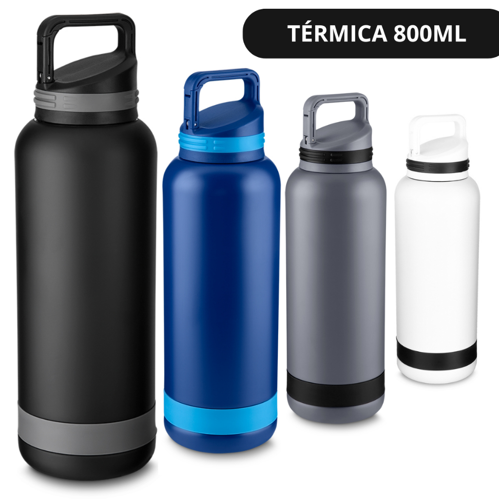 Garrafa de Água Térmica Masculina 800ML Academia Treino Parede dupla ...