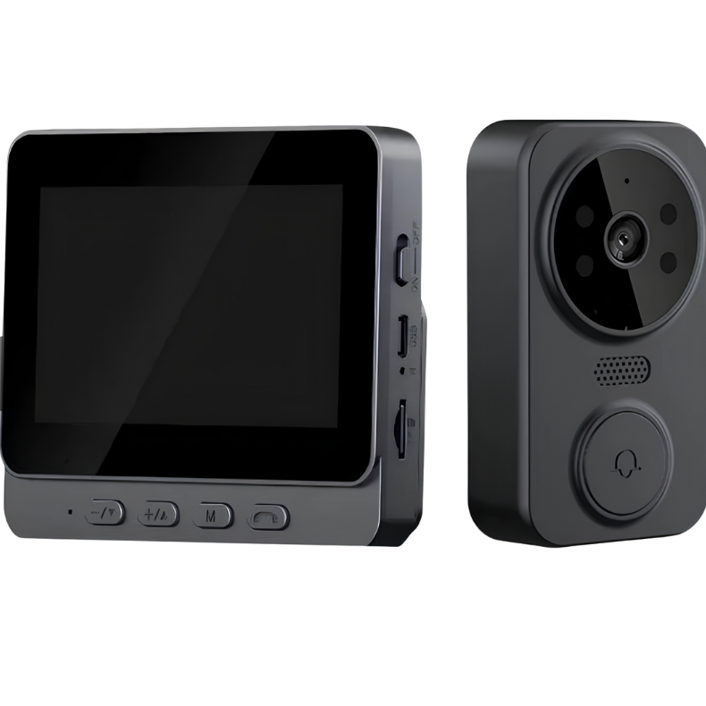 Câmera Olho Mágico e Intercomunicador Digital com Visor 4.3", Visão Noturna e Campainha Sem Fio