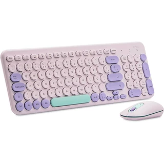 Kit Teclado e Mouse Sem Fio Wireless ABNT2 Lilás KMW278L Ergo