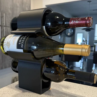 SUPORTE DE VINHO MODERNO EM 3D - Design Contemporâneo e Moderno - Para 3 vinhos