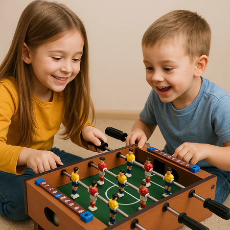 Mini mesa de pebolim totó infantil portatil c/ marcador de gols placar futebol 36 cm