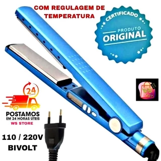 Chapinha Prancha Nano titanium 450°F Progressiva Profissional Display Digital  Bivolt 110-220V
