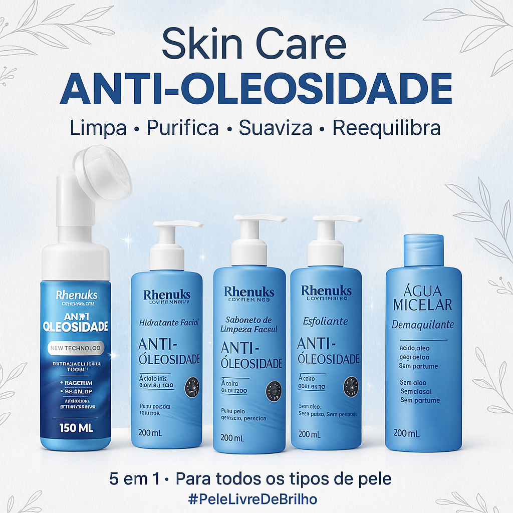 Skin Care Kit 5 Itens Facial Anti Oleosidade Purifica Refresca Controla ...