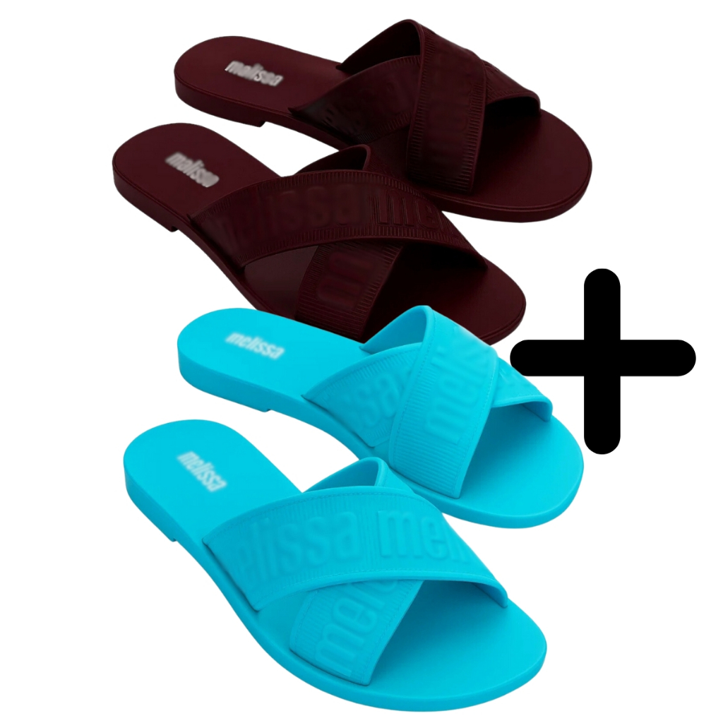 Kit 2 Pares Sandália Feminina Mel Slide M Lover Multitiras Estilo ...