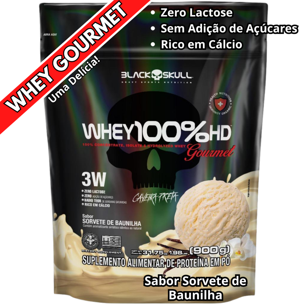 Whey Gourmet 100% HD Black Skull 900G Refil